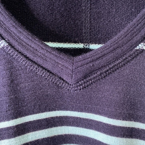 Talbots T by Talbots V-Neck Cotton Modal Stripe Dress Indigo/Gulf Stream Terry - Picture 5 of 16